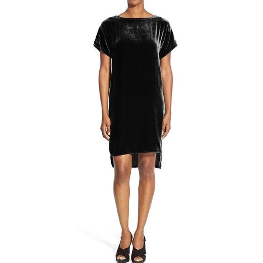 New w/Tags Eileen Fisher - Bateau Neck Velvet Shift Dress in Black, XS fits Med - Picture 5 of 12